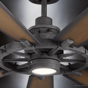 Urban Ambiance - Ceiling Fan - UKC90011 Americana Indoor / Outdoor Ceiling Fan, 16.75''H x 65''W x 65''Dep, Distressed Black Finish, Carrisden Collection - 