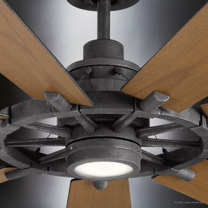 Urban Ambiance - Ceiling Fan - UKC90011 Americana Indoor / Outdoor Ceiling Fan, 16.75''H x 65''W x 65''Dep, Distressed Black Finish, Carrisden Collection - 