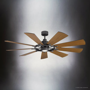 Urban Ambiance - Ceiling Fan - UKC90011 Americana Indoor / Outdoor Ceiling Fan, 16.75''H x 65''W x 65''Dep, Distressed Black Finish, Carrisden Collection - 