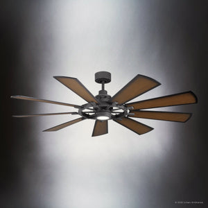 Urban Ambiance - Ceiling Fan - UKC90011 Americana Indoor / Outdoor Ceiling Fan, 16.75''H x 65''W x 65''Dep, Distressed Black Finish, Carrisden Collection - 