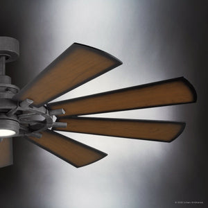 Urban Ambiance - Ceiling Fan - UKC90011 Americana Indoor / Outdoor Ceiling Fan, 16.75''H x 65''W x 65''Dep, Distressed Black Finish, Carrisden Collection - 