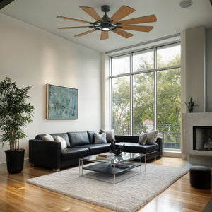 Urban Ambiance - Ceiling Fan - UKC90012 Americana Indoor / Outdoor Ceiling Fan, 16.5''H x 85''W x 85''Dep, Anvil Iron Finish, Carrisden Collection - 