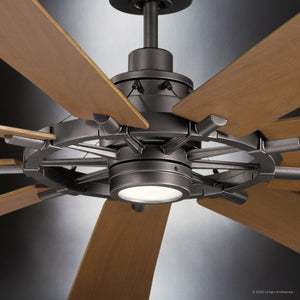 Urban Ambiance - Ceiling Fan - UKC90012 Americana Indoor / Outdoor Ceiling Fan, 16.5''H x 85''W x 85''Dep, Anvil Iron Finish, Carrisden Collection - 