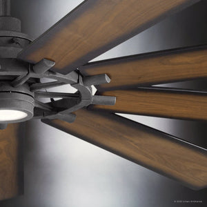 Urban Ambiance - Ceiling Fan - UKC90013 Americana Indoor / Outdoor Ceiling Fan, 16.5''H x 85''W x 85''Dep, Distressed Black Finish, Carrisden Collection - 