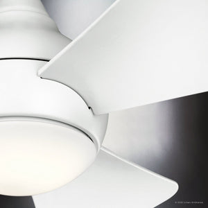 Urban Ambiance - Ceiling Fan - UKC90020 Contemporary Indoor / Outdoor Ceiling Fan, 11''H x 34''W x 34''Dep, Matte White Finish, Vionne Collection - 