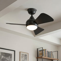 Urban Ambiance - Ceiling Fan - UKC90029 Contemporary Indoor / Outdoor Ceiling Fan, 11''H x 34''W x 34''Dep, Satin Black Finish, Vionne Collection - 