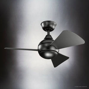 Urban Ambiance - Ceiling Fan - UKC90029 Contemporary Indoor / Outdoor Ceiling Fan, 11''H x 34''W x 34''Dep, Satin Black Finish, Vionne Collection - 