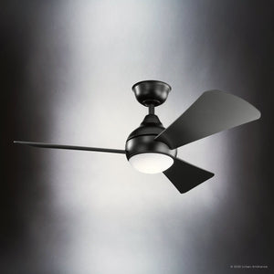 Urban Ambiance - Ceiling Fan - UKC90030 Contemporary Indoor / Outdoor Ceiling Fan, 11''H x 44''W x 44''Dep, Satin Black Finish, Vionne Collection - 