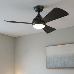 Urban Ambiance - Ceiling Fan - UKC90030 Contemporary Indoor / Outdoor Ceiling Fan, 11''H x 44''W x 44''Dep, Satin Black Finish, Vionne Collection - 