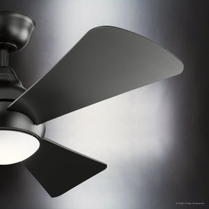 Urban Ambiance - Ceiling Fan - UKC90030 Contemporary Indoor / Outdoor Ceiling Fan, 11''H x 44''W x 44''Dep, Satin Black Finish, Vionne Collection - 