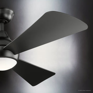 Urban Ambiance - Ceiling Fan - UKC90031 Contemporary Indoor / Outdoor Ceiling Fan, 11''H x 54''W x 54''Dep, Satin Black Finish, Vionne Collection - 
