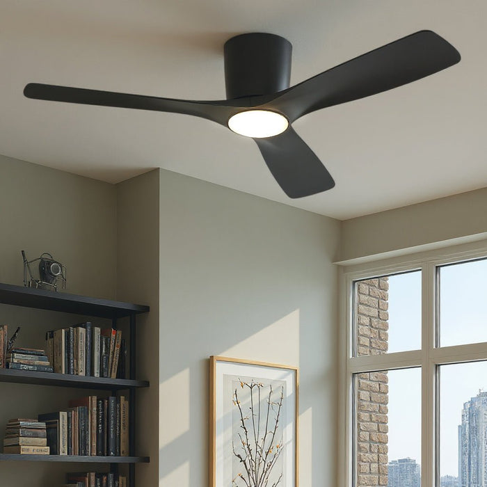UKC90044 Contemporary Indoor Ceiling Fan, 10.5''H x 54''W x 54''Dep, Satin Black Finish, Isalyn Collection