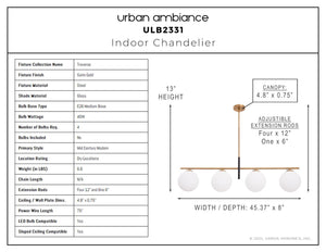 Urban Ambiance - Chandelier - ULB2331 Mid Century Modern Indoor Chandelier, 45.37