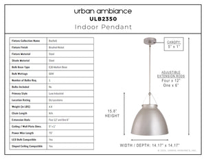 Urban Ambiance - Pendant - ULB2350 Luxe Industrial Indoor Pendant, 14.17