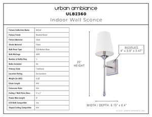 Urban Ambiance - Wall Sconce - ULB2360 Traditional Indoor Wall Sconce, 6.15