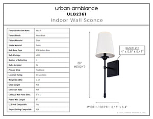 Urban Ambiance - Wall Sconce - ULB2361 Traditional Indoor Wall Sconce, 6.15