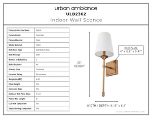 Urban Ambiance - Wall Sconce - ULB2362 Traditional Indoor Wall Sconce, 6.15