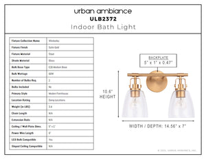 Urban Ambiance - Bath Light - ULB2372 Modern Farmhouse Indoor Bath Light, 14.56