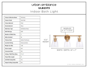 Urban Ambiance - Bath Light - ULB2373 Modern Farmhouse Indoor Bath Light, 24