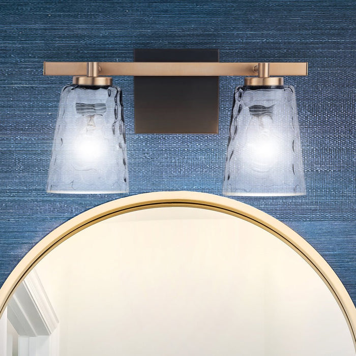ULB2390 Luxe Industrial Indoor Bath Light, 15"W x 5.9"D x 7.5"H, Satin Gold Finish, Berryessa Collection