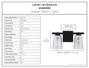 Urban Ambiance - Bath Light - ULB2392 Luxe Industrial Indoor Bath Light, 15