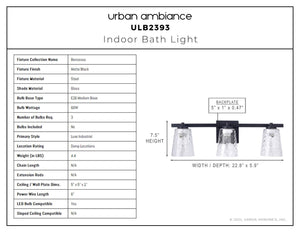 Urban Ambiance - Bath Light - ULB2393 Luxe Industrial Indoor Bath Light, 22.8