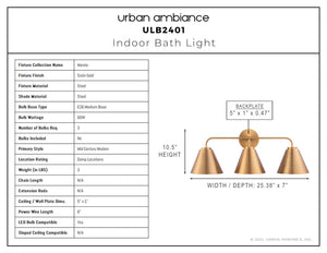Urban Ambiance - Bath Light - ULB2401 Mid Century Modern Indoor Bath Light, 25.38