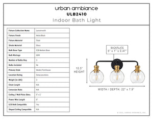 Urban Ambiance - Bath Light - ULB2410 Modern Farmhouse Indoor Bath Light, 22