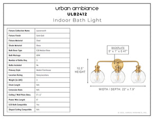 Urban Ambiance - Bath Light - ULB2412 Modern Farmhouse Indoor Bath Light, 22