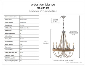 Urban Ambiance - Chandelier - ULB2420 Coastal Indoor Chandelier, 23.6