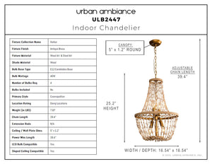 Urban Ambiance - Chandelier - ULB2447 Cosmopolitan Indoor Chandelier, 16.54