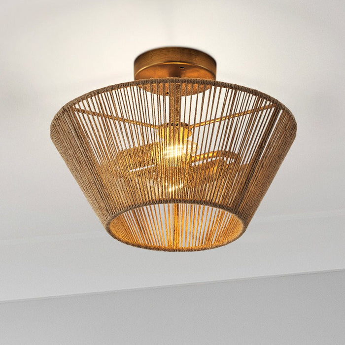 ULB2448 Coastal Indoor Ceiling Fixture, 13.78"W x 13.78"D x 9.84"H, Satin Gold Finish, Harbor Collection