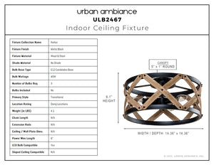 Urban Ambiance - Ceiling Fixture - ULB2467 Transitional Indoor Ceiling Fixture, 14.96