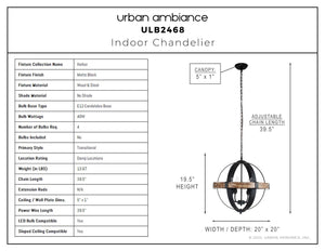 Urban Ambiance - Chandelier - ULB2468 Transitional Indoor Chandelier, 20