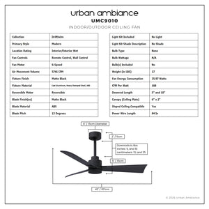 Urban Ambiance - Ceiling Fan - UMC9010 Modern Indoor/Outdoor Ceiling Fan, 8