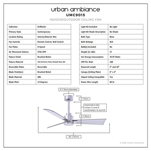 Urban Ambiance - Ceiling Fan - UMC9015 Contemporary Indoor/Outdoor Ceiling Fan, 8