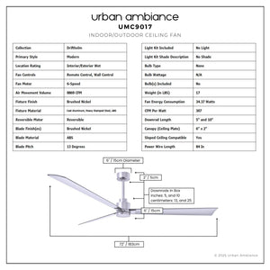 Urban Ambiance - Ceiling Fan - UMC9017 Modern Indoor/Outdoor Ceiling Fan, 8