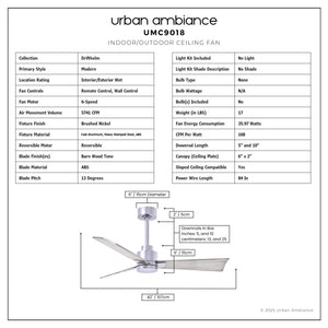 Urban Ambiance - Ceiling Fan - UMC9018 Modern Indoor/Outdoor Ceiling Fan, 8