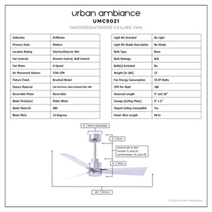Urban Ambiance - Ceiling Fan - UMC9021 Modern Indoor/Outdoor Ceiling Fan, 8