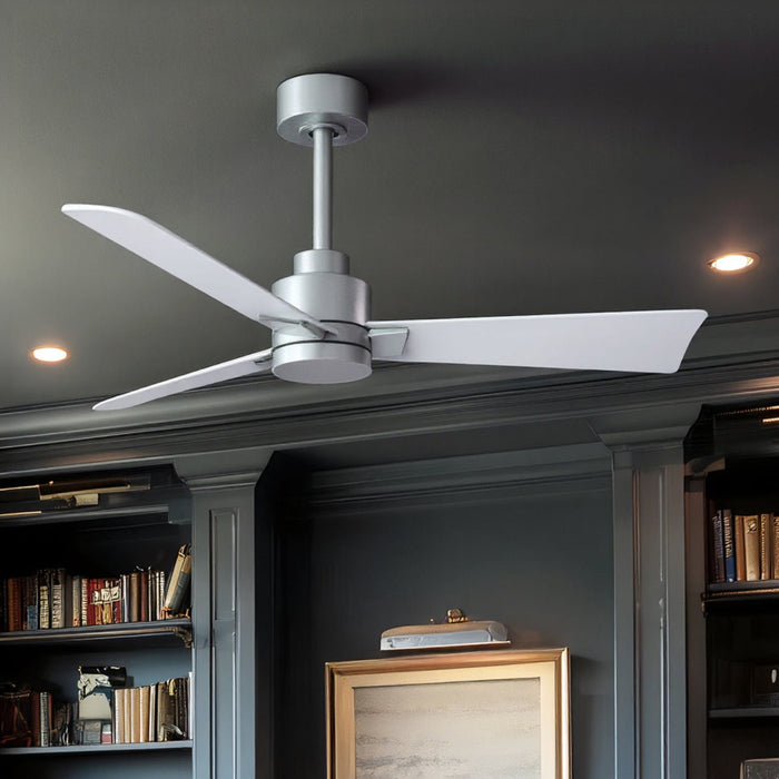 UMC9021 Modern Indoor/Outdoor Ceiling Fan, 8" (Plus Downrod) H x 42" W x 42" D, Brushed Nickel Finish, Drifthelm Collection