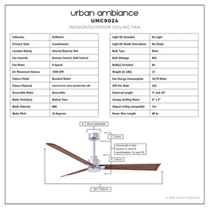 Urban Ambiance - Ceiling Fan - UMC9024 Scandinavian Indoor/Outdoor Ceiling Fan, 8