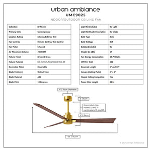 Urban Ambiance - Ceiling Fan - UMC9025 Contemporary Indoor/Outdoor Ceiling Fan, 8