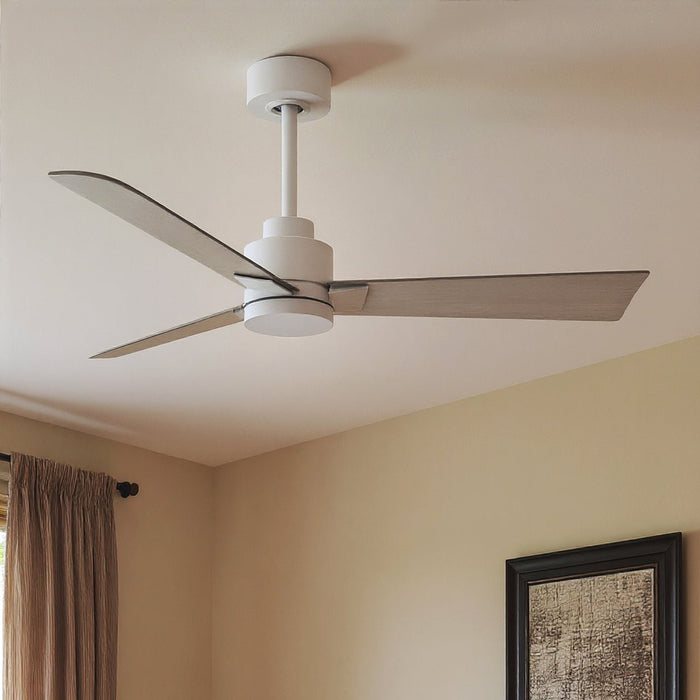 UMC9026 Modern Indoor/Outdoor Ceiling Fan, 8" (Plus Downrod) H x 42" W x 42" D, Matte White Finish, Drifthelm Collection