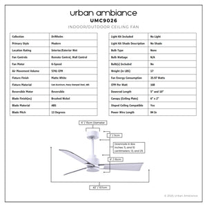 Urban Ambiance - Ceiling Fan - UMC9026 Modern Indoor/Outdoor Ceiling Fan, 8