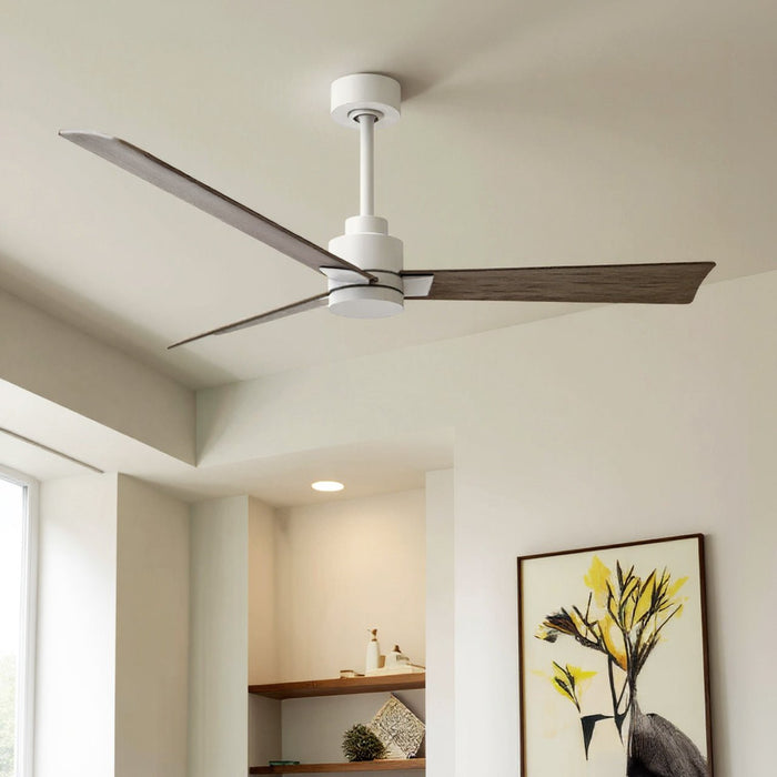 UMC9027 Modern Indoor/Outdoor Ceiling Fan, 8" (Plus Downrod) H x 56" W x 56" D, Matte White Finish, Drifthelm Collection