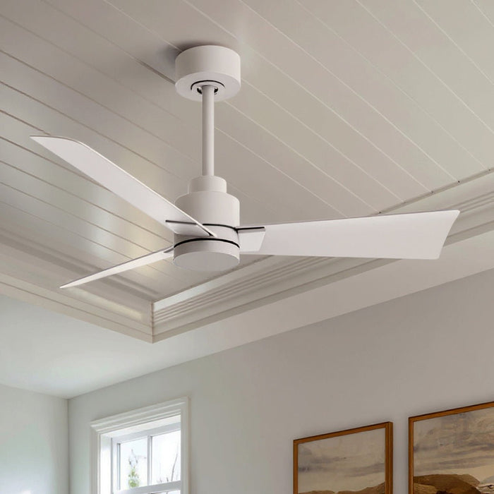 UMC9028 Modern Indoor/Outdoor Ceiling Fan, 8" (Plus Downrod) H x 42" W x 42" D, Matte White Finish, Drifthelm Collection