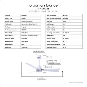 Urban Ambiance - Ceiling Fan - UMC9028 Modern Indoor/Outdoor Ceiling Fan, 8