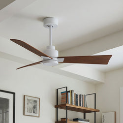 Urban Ambiance - Ceiling Fan - UMC9031 Scandinavian Indoor/Outdoor Ceiling Fan, 8" (Plus Downrod) H x 42" W x 42" D, Matte White Finish, Drifthelm Collection - 
