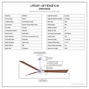 Urban Ambiance - Ceiling Fan - UMC9032 Modern Indoor/Outdoor Ceiling Fan, 8