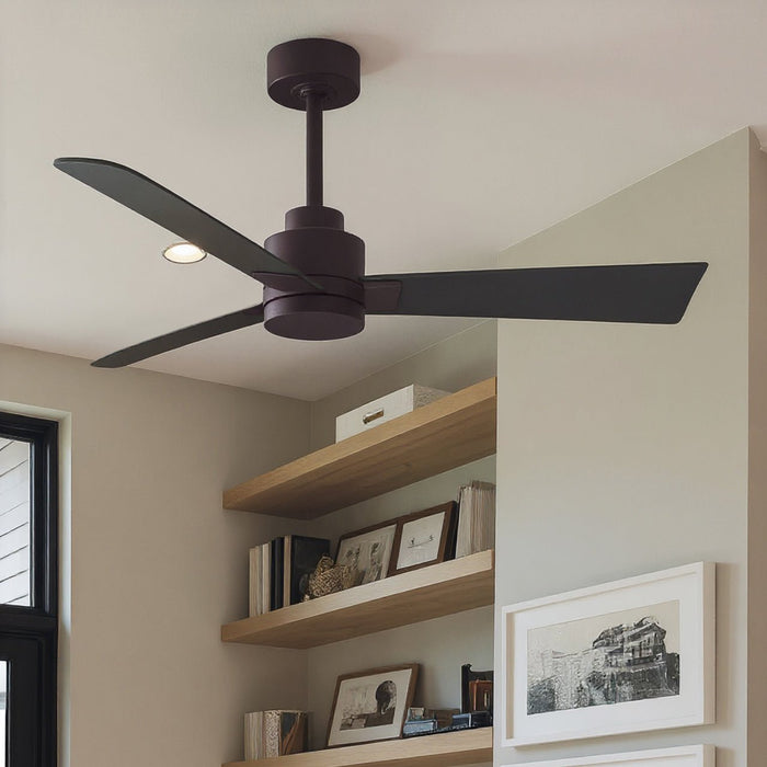 UMC9033 Modern Indoor/Outdoor Ceiling Fan, 8" (Plus Downrod) H x 42" W x 42" D, Textured Bronze Finish, Drifthelm Collection